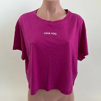 Victoria's Secret PINK Short Sleeve Sleep Crop Top Shirt  Magenta  Size L   NWT • $32.53