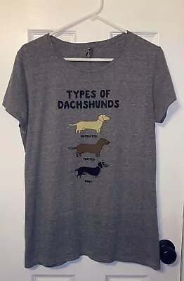 Women’s “types Of Dachshunds” Gray T Shirt. Size Medium • $7