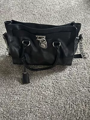 Black Michael Kors Hamilton Handbag Crossbody Purse With Silver Hardware • $49.99
