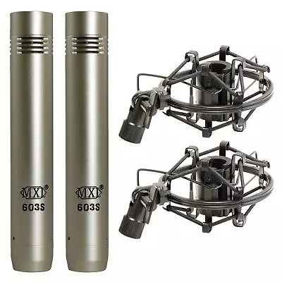 MXL 603 Instrument Microphone Stereo Pair W/ Shockmounts & Case SDC Set • $179.95