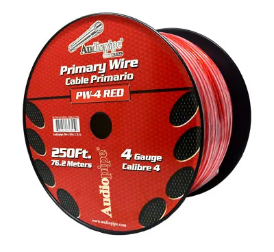 Audiopipe 4 Ga Gauge Red Power Ground Wire Cable Car Audio Amp 250ft Spool Pw-4 • $169.95