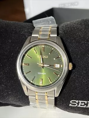 SEIKO Green Dial Titanium ESSENTIALS 40 Mm Men's Watch - SUR377  MSRP: $370 • $21.50
