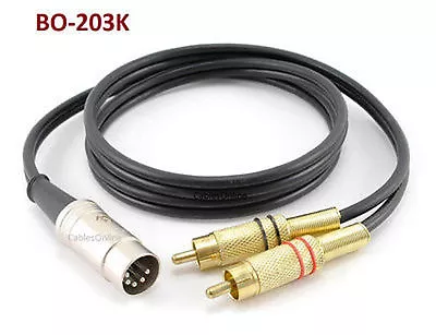 3ft 5-Pin DIN To 2-RCA Black Audio Cable CablesOnline BO-203K • $18.95