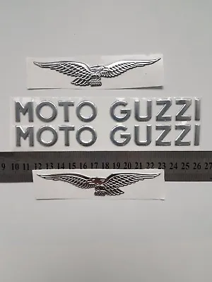 MOTO GUZZI Pair Text & Soaring Eagle Motorcycle STICKERS Classic Bike Tank • $19.99