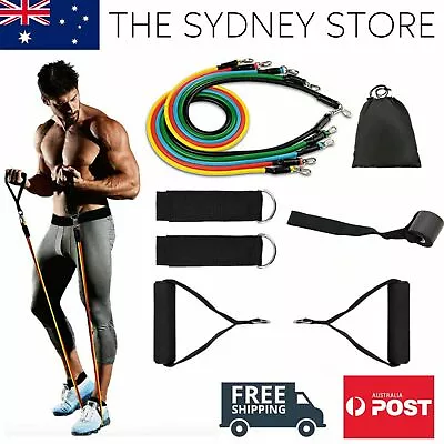 Resistance Bands 11Pc Set AUS STOCK Training Tubes Workout Gym Fitness At Home • $10