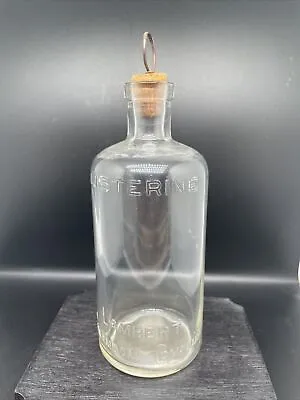 Vintage Listerine Clear Glass Bottle 7” Lambert Pharmacal Co W Stopper • $24
