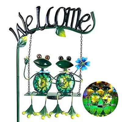 Outdoor Garden Solar Lightsfrog Swing Garden Decorfrog Decorative Stake With Wel • $46.68