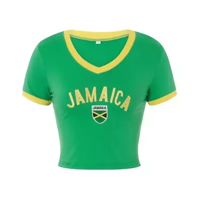 Jamaica Slogan Top T Shirt Green Yellow Black Flag Clothing Retro Style Flag • £13.99