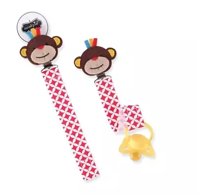 ✿ New MUD PIE Baby PACIFIER PACY CLIP Embroidered Felt MONKEY ANIMAL Holder • $8