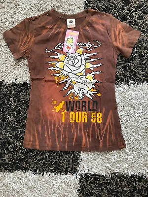 Ed Hardy Brown T-shirt By Christian Audigier Size Xl / Girls • £22.50