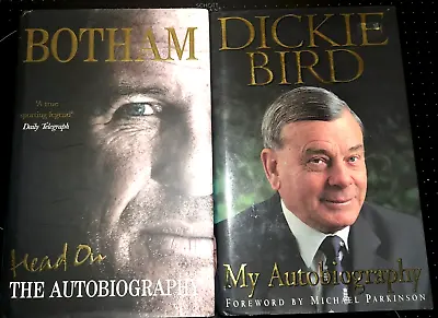 Two Hardback Autobiographies Books : Ian Botham & Dickie Bird • £5.50