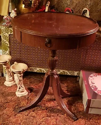 Vintage Wood Barrel Table W/drawer • $195