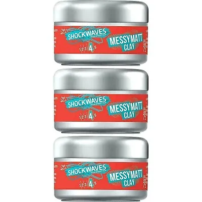 3 X WELLA Shockwaves Messy Matte Hair Styling Clay - Strong Hold & Soft Texture • £10.85