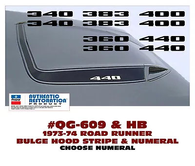 $88.16 • Buy Qg-609+ 1973-74 Plymouth Road Runner - Hood Bulge Stripe & Numeral 