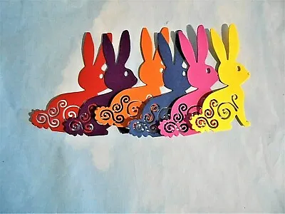 Die Cut Cuts Card Topper Easter Bunny X 6 Bright Colours • £1.10