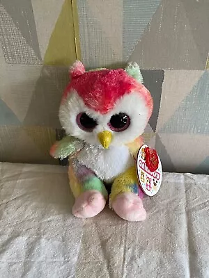 Keel Toys Animotsu 15cm Hooty Rainbow Owl Soft Toy Bird Plush - With Tag • £0.99