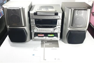 Aiwa CX-ZL70K MINI HIFI Stereo System CD Radio Tape Player Sub Woofer Speakers   • £100