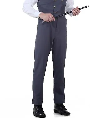 Men's Victorian Steampunk Western Costume Pants Trousers Gray Grey S M L XL 2XL • $15.96