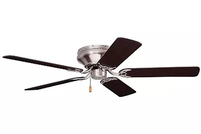 Emerson Snugger 52  Brushed Steel Ceiling Fan Dark Cherry / Mahogany Blades CF80 • $129.99