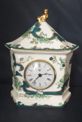 Masons Chartreuse Pattern Clock Vintage Green Gilt Mantle Clock • $48.54