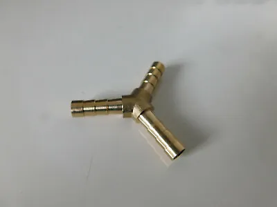 6mm Brass Barb Y Piece Splitter Hose Connector - Air Fuel Water Etc • £3.65