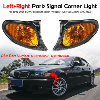 2x Corner Marker Parking Light Turn Signal Left+Right For BMW 3 Series E46 02-05 • $30.88