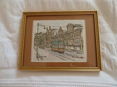 £19.99 • Buy Vintage Glasgow Tram Illustration Print. Sauchiehall Street 1954. 21 X 17cm.