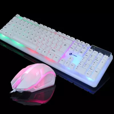 Colorful Keyboard Mouse Set White Floating Keying Fashion Gaming Keyboard  Game • $36.56