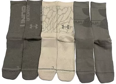 $20 Under Armour Men's Phenom Graphic Crew Socks 3-Pairs Black Gray White 8-12 • $14.99