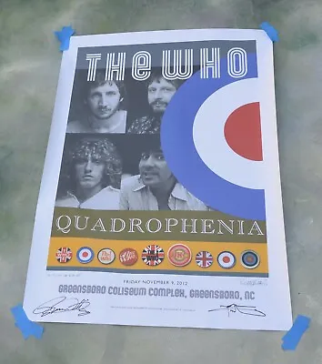 The Who Quadrophenia Signed Lithograph Poster Tour 2013 Greensbore Coliseum NC • $299