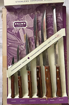 Vintage EKCO Flint 6 Piece Cutlery Set Stainless Vanadium USA Kitchen Knife Set • $39.99