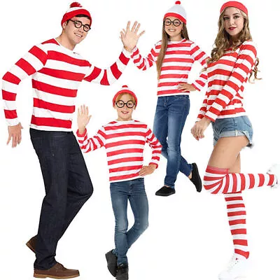 Adult Boys Girls Wheres Wally World Book Day Week Fancy Dress Costume NEW • £12.68