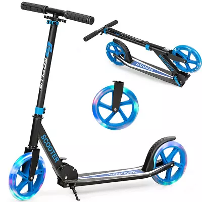 Folding Kick Scooter Flashing LED Wheels Kick Push Scooter W/3 Adjustable Height • $76.95