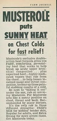 1955 Musterole Sunny Heat On Chest Colds Fast Relief Permeating Vtg Print Ad FJ1 • $7.99