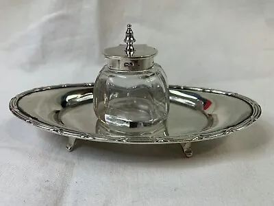 1902 Signed Mappin Webb M&W England English Sterling Silver Inkwell + Tray 849 • $339