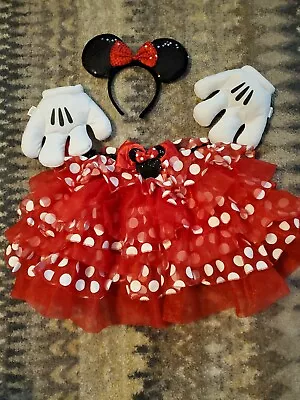 Disney Minnie Mouse Custom Set Skirt Gloves & Ears  Adult Size Pe-owned • $40