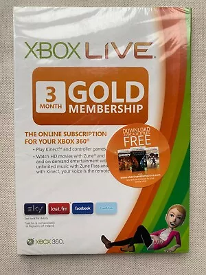 Microsoft Xbox Live Gold Subscription 3 Months -UK Physical Item Factory Sealed! • £17.99