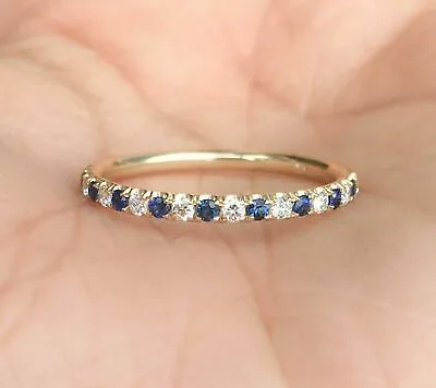 0.30Ct Round Lab Created Sapphire Half Eternity Engagement Band 14K Gold Finish • $46.56