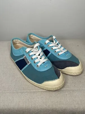 Rare Vintage Kawasaki Canvas Sneakers Shoes Turquoise Blue Women’s Size 7.5 • £143.61