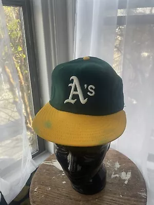 Vintage New Era Oakland A's Wool Fitted Sz 6 7/8 MLB Baseball Hat Cap USA Made • $15