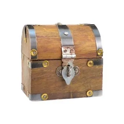 $14.99 • Buy Mini Rustic Aged Wood Treasure Chest Domed Top 3x3 Jewelry Ring Coin Trinket Box