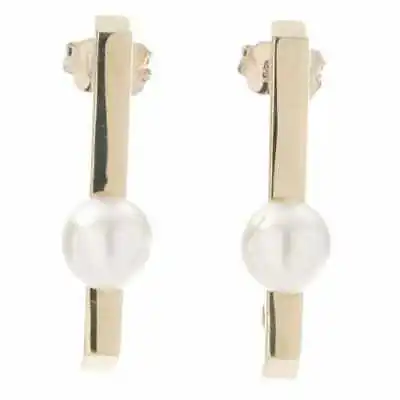 Movado Pearl And Diamond Drop Earrings In 18K Yellow Gold • $1050