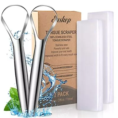 Tongue Scraper (2 Pack) Wide-head Tongue Cleaner With Nice Carrying Box 100... • $12.27