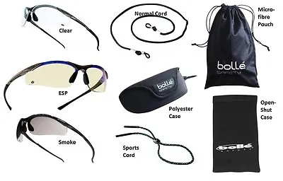 Bolle Contour Wraparound Safety Glasses / Specs & FREE Microfibre Storage Pouch • £6.49