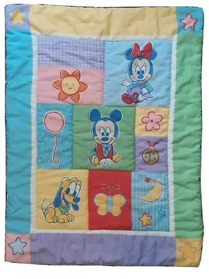 Crib Blanket 32x42 Disney Baby Mickey Mouse Friends Quilt Nursery Vintage • $19.99