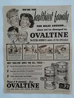 Vintage Australian Advertising 1957 Ad OVALTINE TONIC FOOD DRINK Family Art    • $14.95