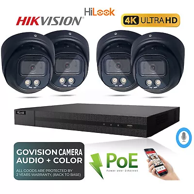 8mp Hikvision Colorvu Audio Cctv System Ip Poe Nvr 4k Camera Mic Nightvision Kit • £132.08