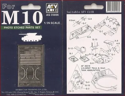 AFV Club WWII M10 Tank Destroyer Photo-Etched Parts Set For 1/35 Model Kit • $7.99