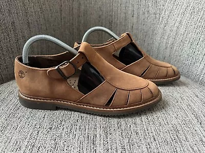 Vintage Timberland Tan Brown Leather Womens Huarache Sandals Size 9.5M 380855 • $80.75