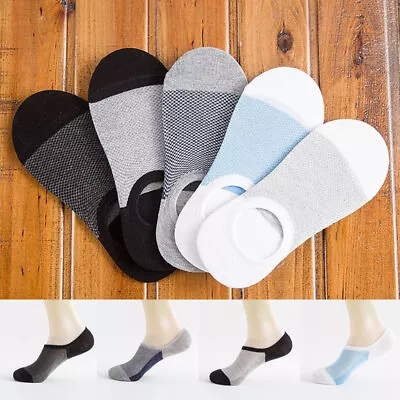 Men Bamboo Fibre Short Socks Cotton Socks Boat Focks Ankle Invisible Boat Comfy • $1.08